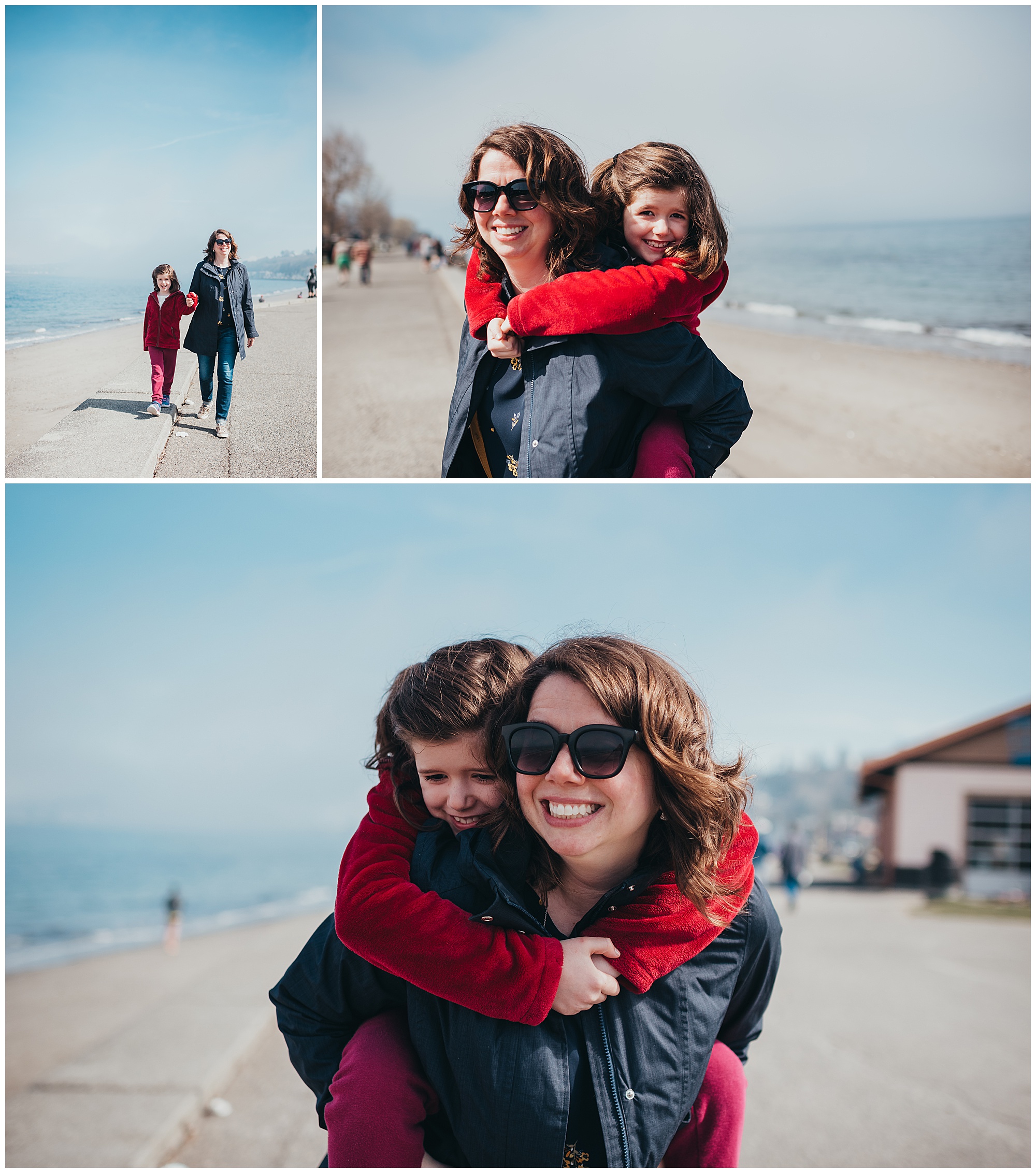 mom and daughter at beach alki west seattle Emily Ann Photography Seattle Photographer