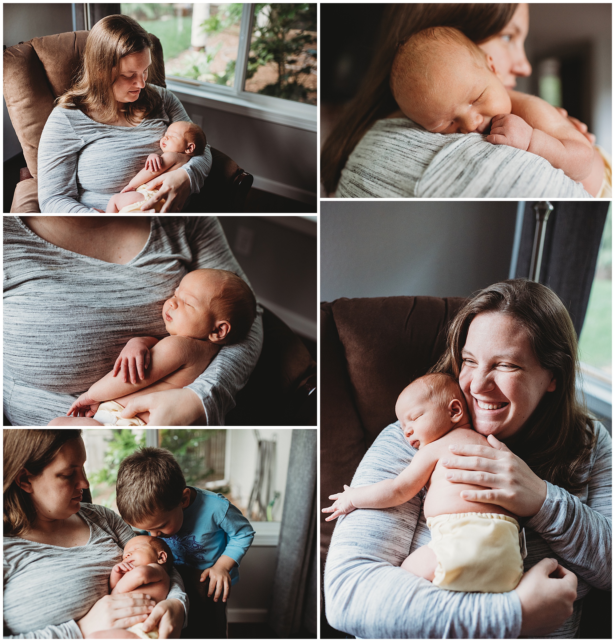 Collage-of-mom-and-newborn-baby-in-home-lifestyle-photoshoot-Emily-Ann-Photography-Seattle-Photographer